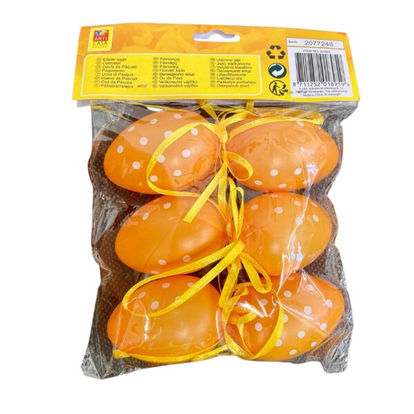 Závěsná velikonoční vajíčka oranžová s puntíky.