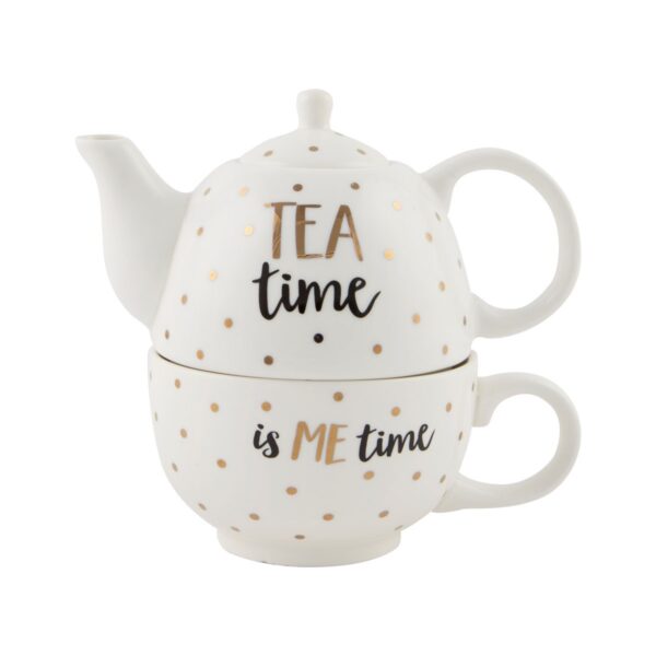 Porcelánová sada konvičky a hrnečku Čas na čaj.
