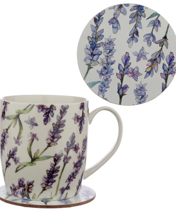 Porcelánový hrnek s podtáckem Levandule.