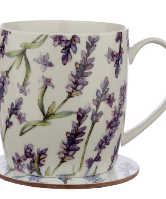 Porcelánový hrnek s podtáckem Levandule.