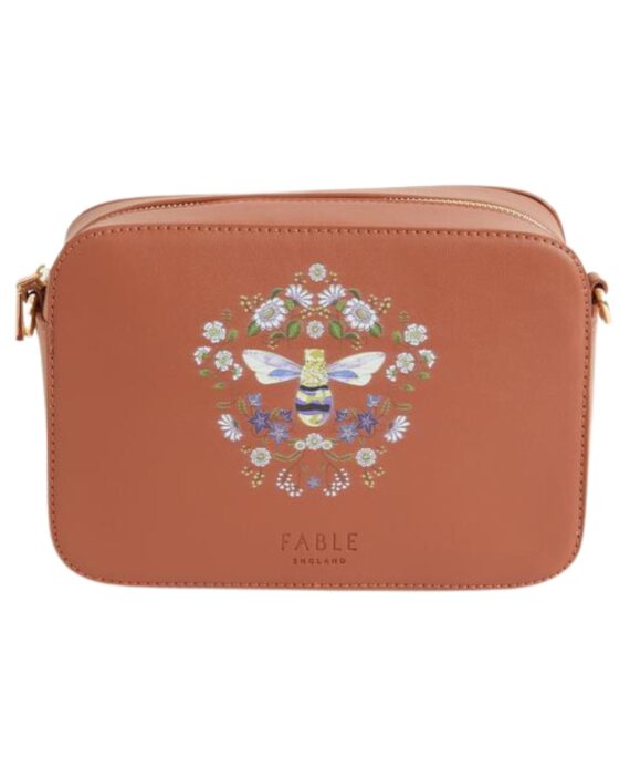 Crossbody kabelka s motivem květin a včely.