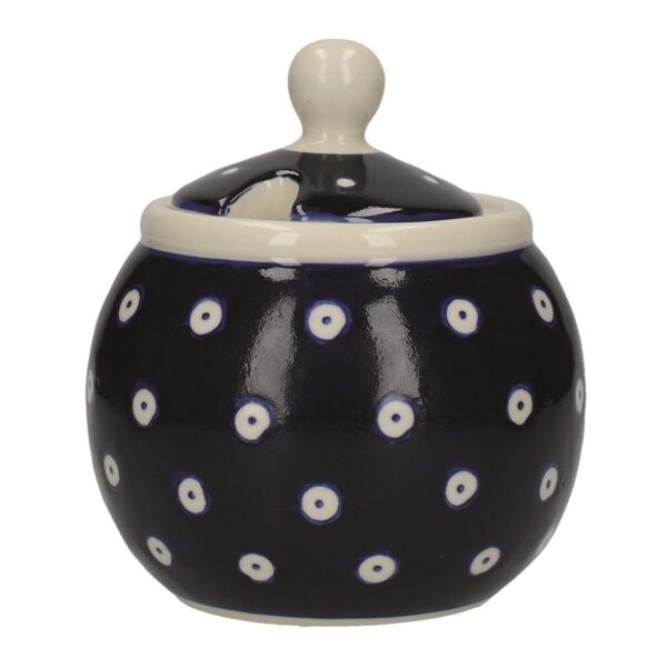 Modrá cukřenka s konvičkou na mléko od London Pottery.