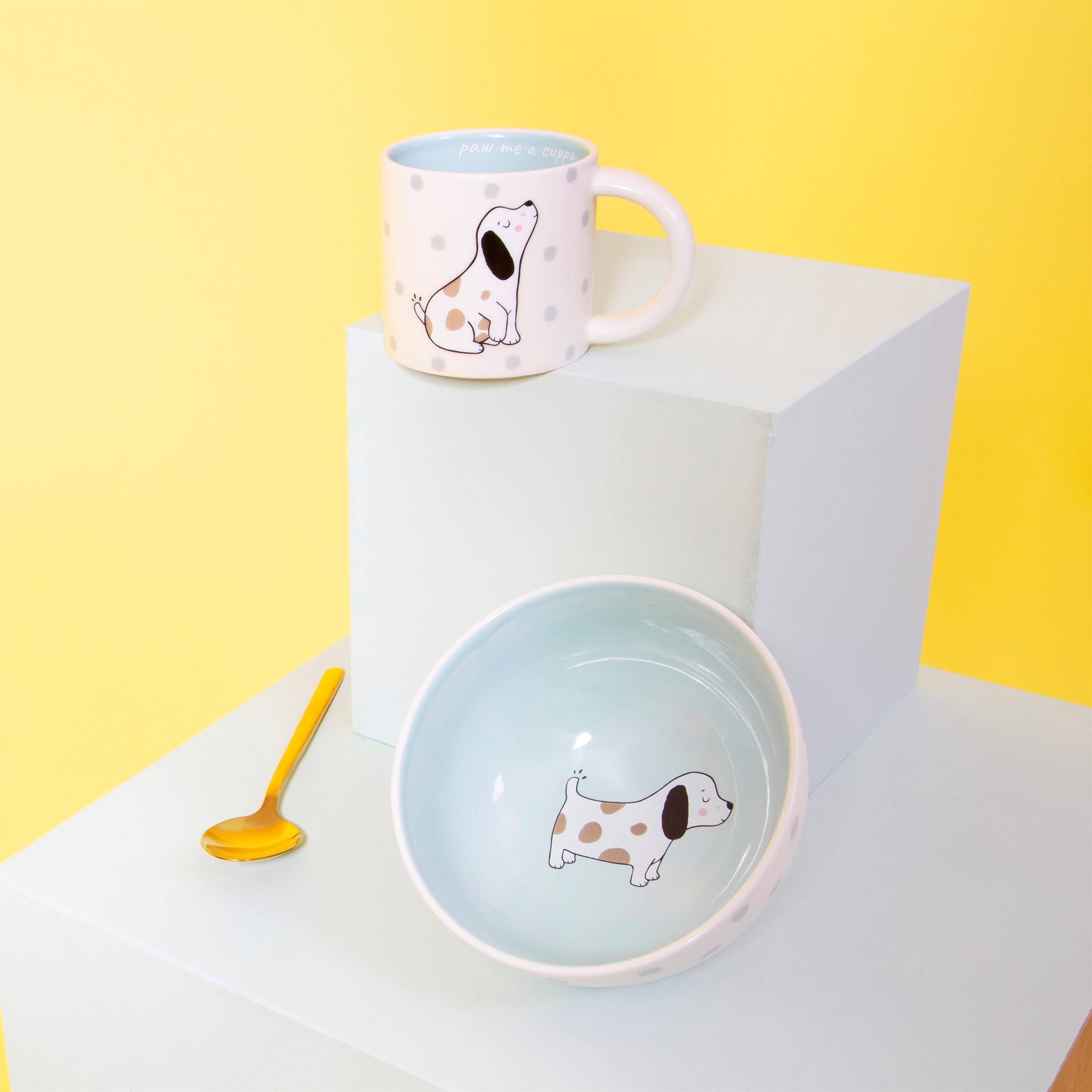 Snídaňová miska z kameniny s roztomilým pejskem pro děti.