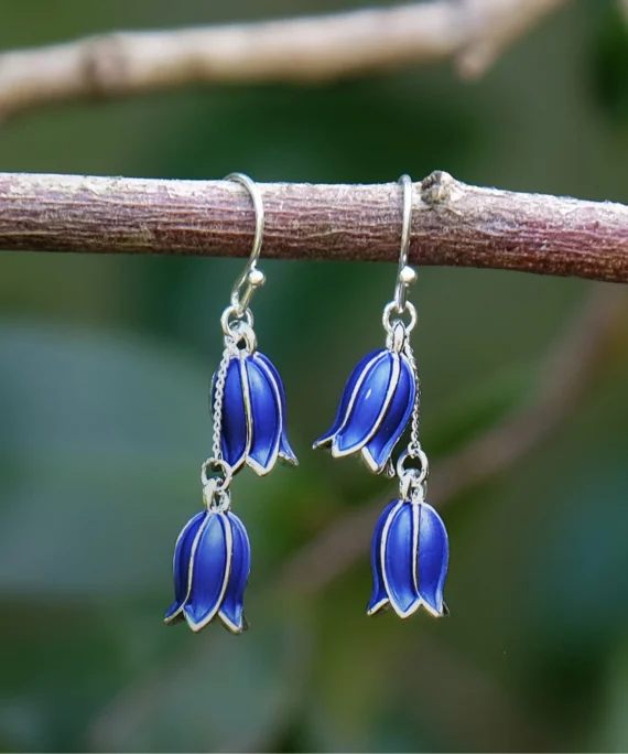 Visací náušnice Modré zvonky.