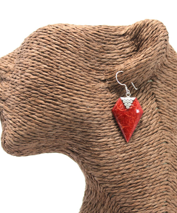 Stříbrné náušnice s červenou pryskyřicí Hrozny.