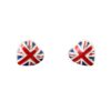 Náušnice ve tvaru srdce s britskou vlajkou.